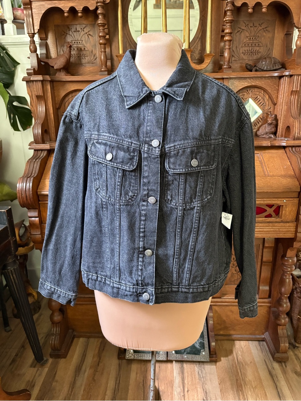 Old Navy Black Washed Denim Jacket - Women's